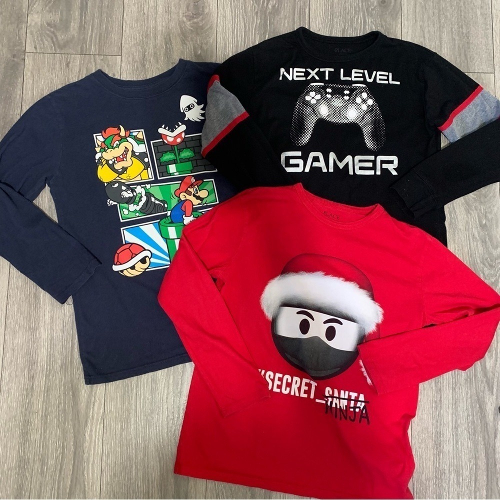 Big Boy Bundle of Three Super Mario Gamer Ninja Long Sleeve Shirts Size 10/12 L‎